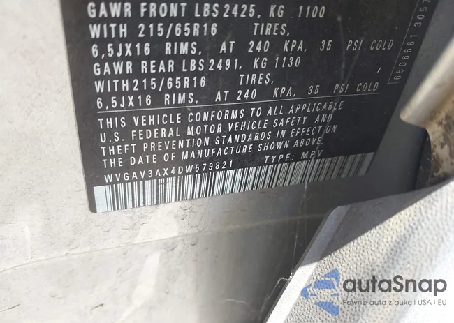 WVGAV3AX4DW579821: 42495336