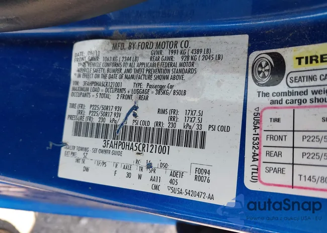 3FAHP0HA5CR121001: 42495512