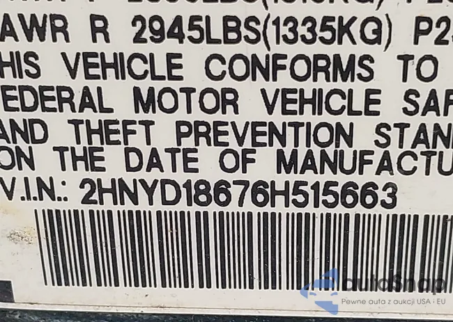 2HNYD18676H515663: 42496700