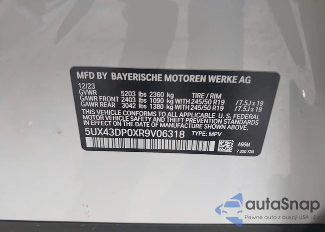 5UX43DP0XR9V06318: 42496705