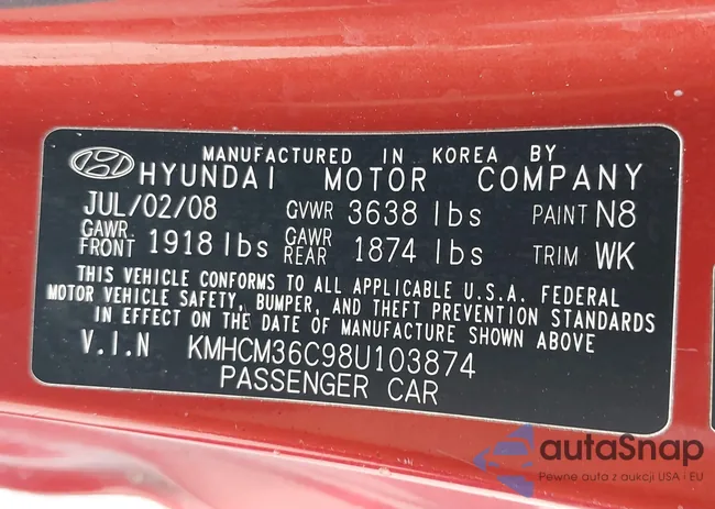 KMHCM36C98U103874: 42496731