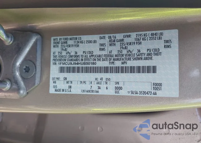 1FMCU9J94HUB50180: 42496985