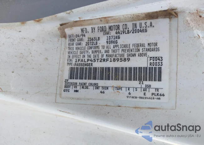 1FALP45T2RF189589: 42497220