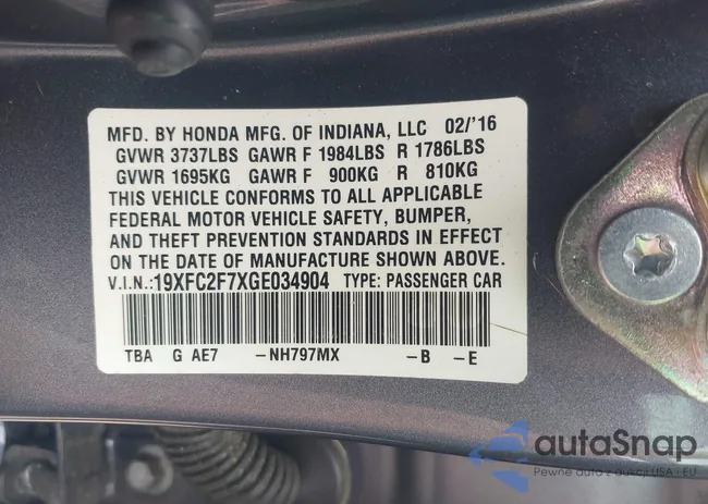 19XFC2F7XGE034904: 42497222