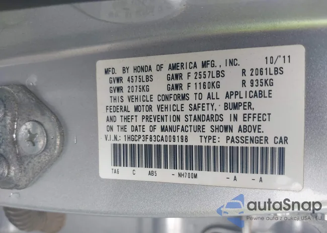 1HGCP3F83CA009198: 42497266