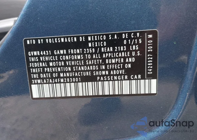 3VWLA7AJ4FM283001: 42496365