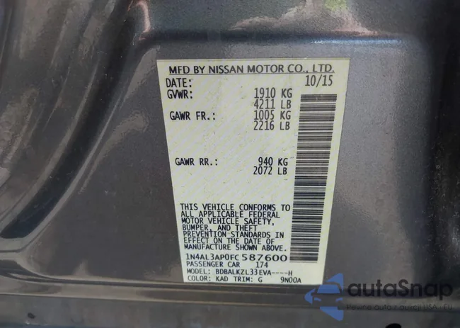 1N4AL3AP0FC587600: 42496644