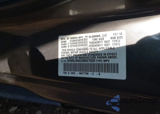 5FNRL5H62DB027020: 42497832