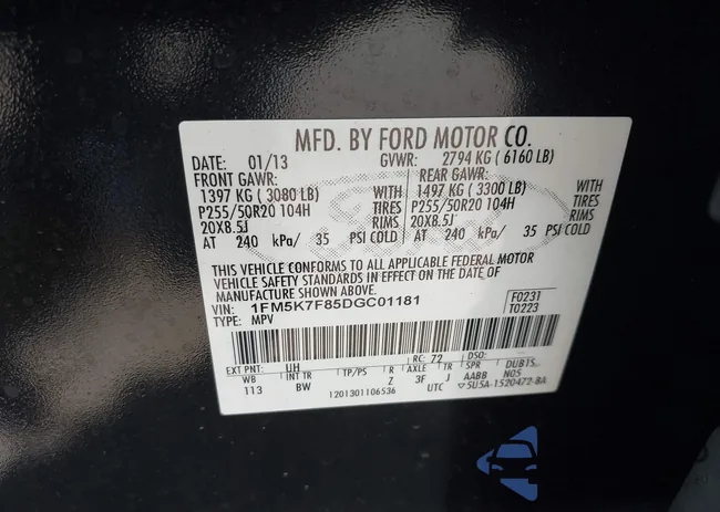 1FM5K7F85DGC01181: 42497902