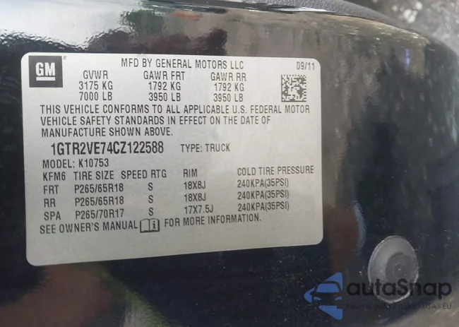 1GTR2VE74CZ122588: 42497920