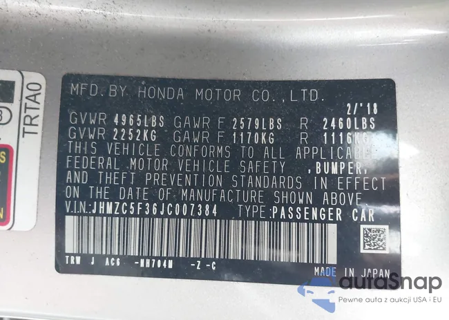 JHMZC5F36JC007384: 42498025