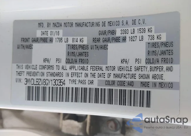 3MYDLBZV8GY130354: 42498092