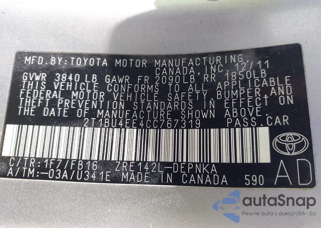 2T1BU4EE4CC767319: 42497565