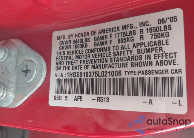 1HGES16375L021006: 42497609