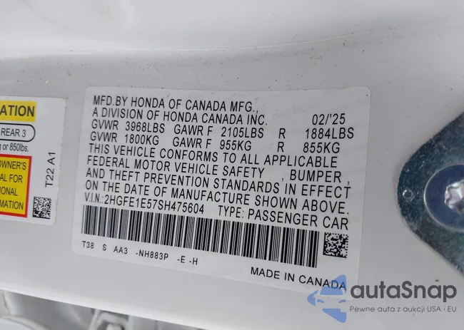 2HGFE1E57SH475604: 42497678