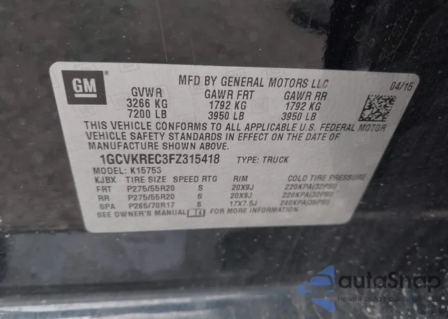 1GCVKREC3FZ315418: 42498695