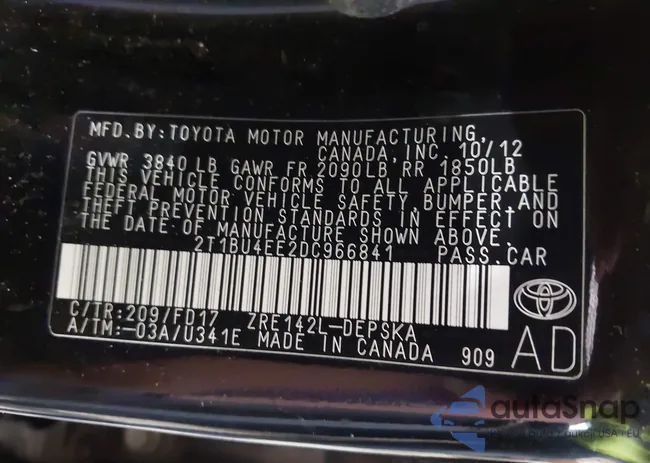 2T1BU4EE2DC966841: 42498697