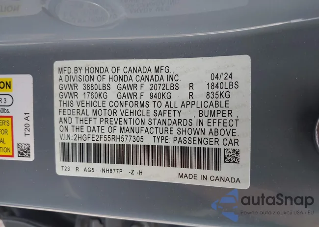 2HGFE2F55RH577305: 42498757