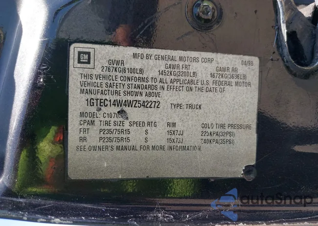 1GTEC14W4WZ542272: 42498894