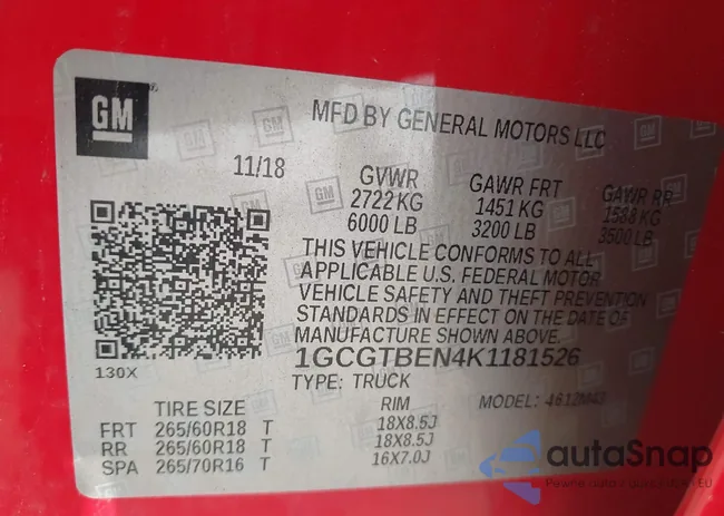 1GCGTBEN4K1181526: 42498923