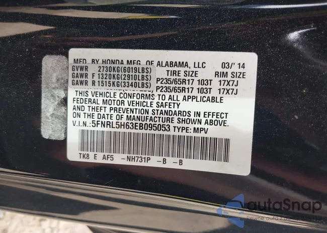 5FNRL5H63EB095053: 42499038