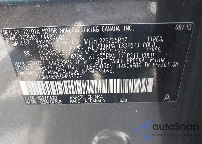 2T3WFREV5DW047267: 42499280