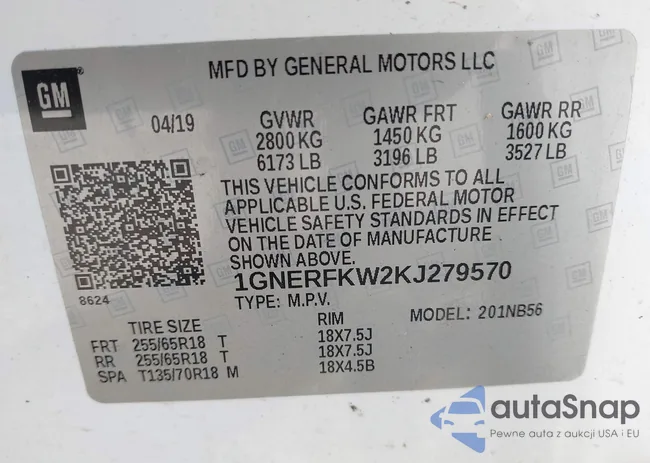 1GNERFKW2KJ279570: 42498411