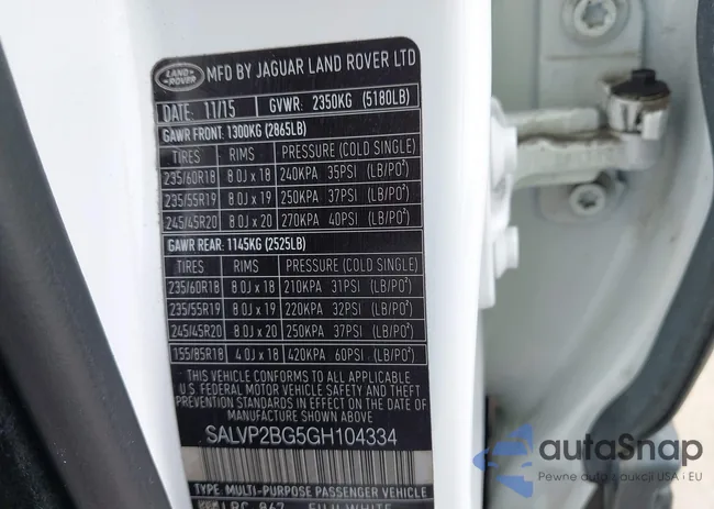 SALVP2BG5GH104334: 42498422