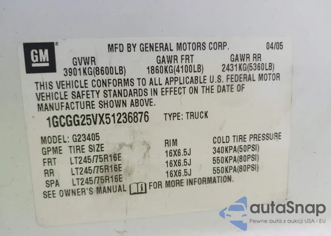 1GCGG25VX51236876: 42499765