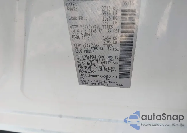 5N1AR2MN0FC669271: 42500000