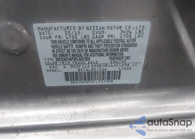 3N1CN7AP3FL937328: 42500094