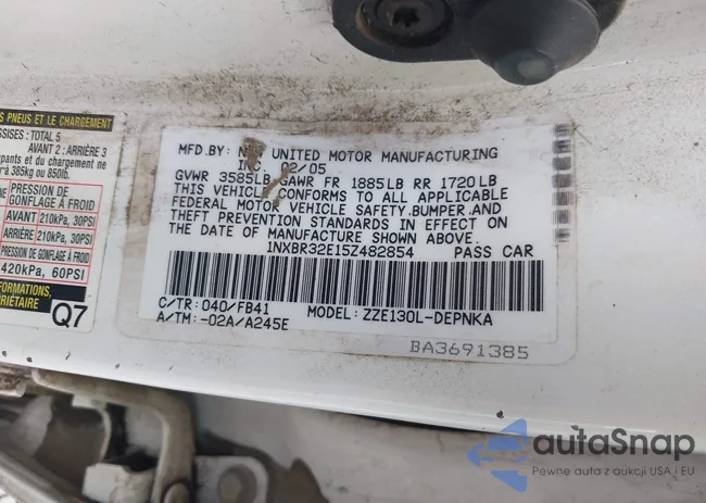 1NXBR32E15Z482854: 42500684