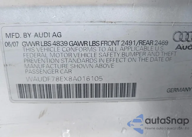 WAUDF78EX8A016105: 42500886
