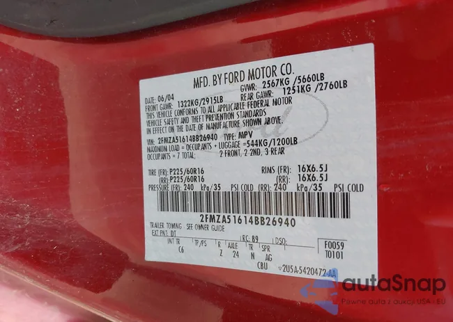 2FMZA51614BB26940: 42501025