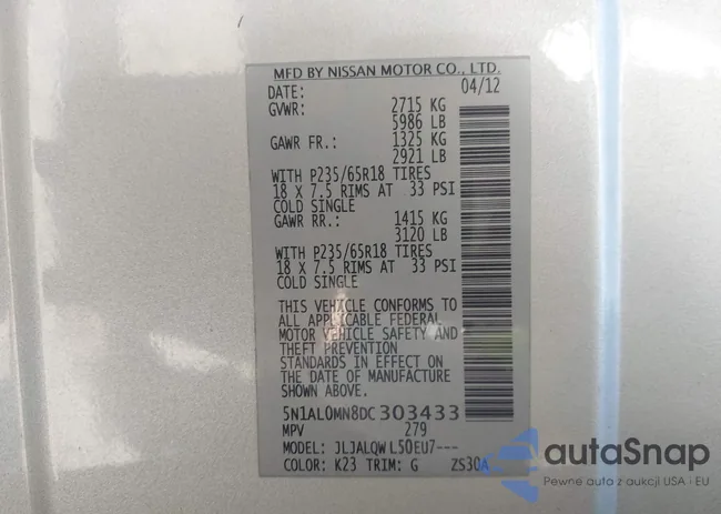 5N1AL0MN8DC303433: 42500395