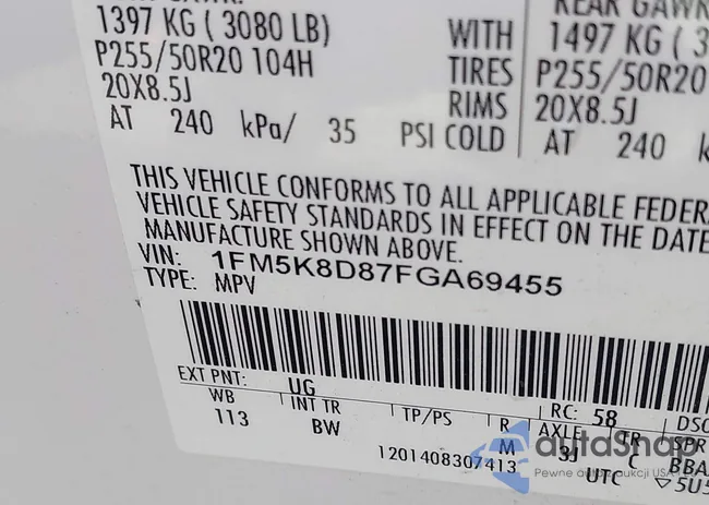 1FM5K8D87FGA69455: 42500450
