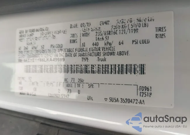 1FTYE1Y86LKA49989: 42500585