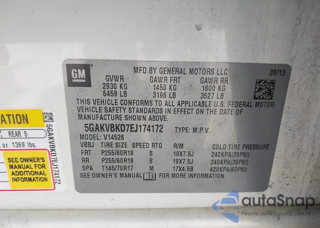 5GAKVBKD7EJ174172: 42501688