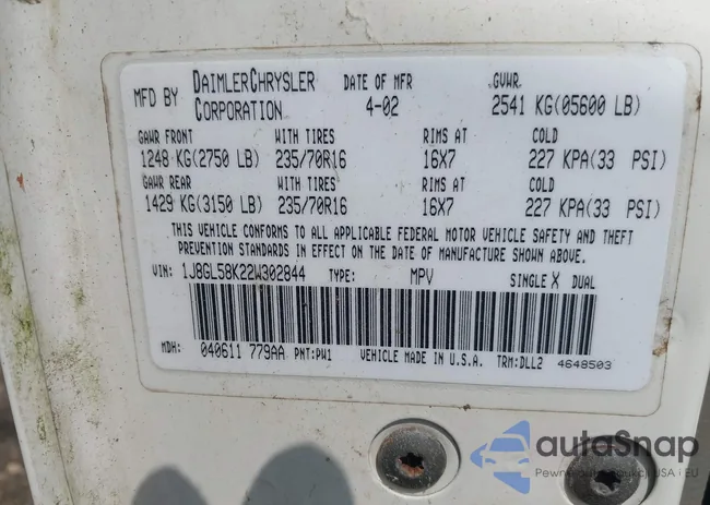 1J8GL58K22W302844: 42501721