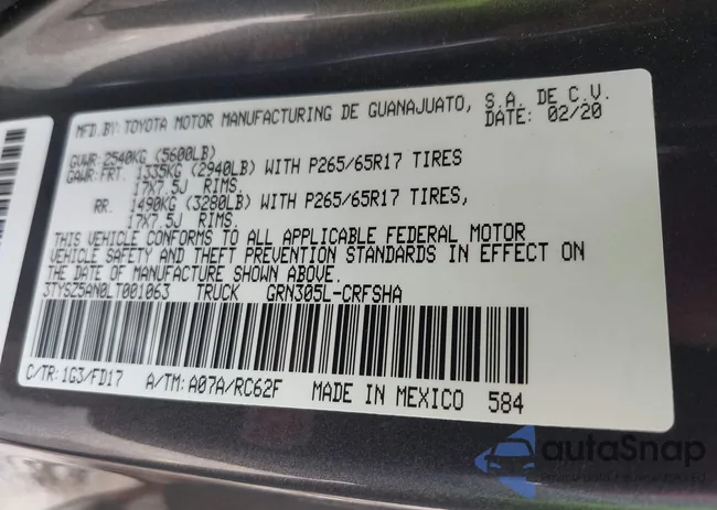 3TYSZ5AN0LT001063: 42501914