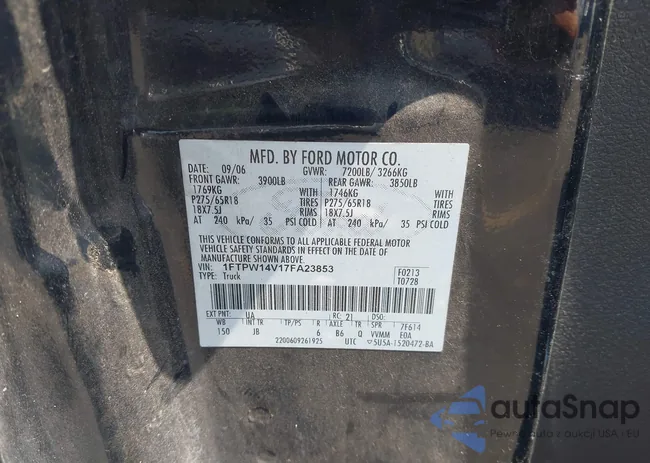 1FTPW14V17FA23853: 42501930