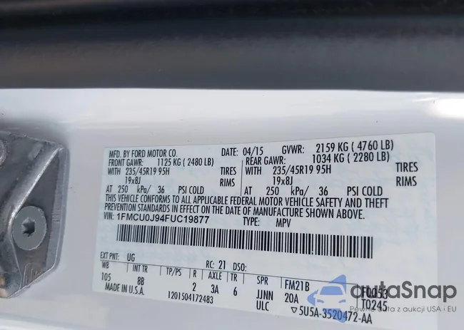 1FMCU0J94FUC19877: 42502016