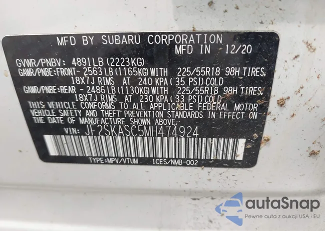 JF2SKASC5MH474924: 42502113