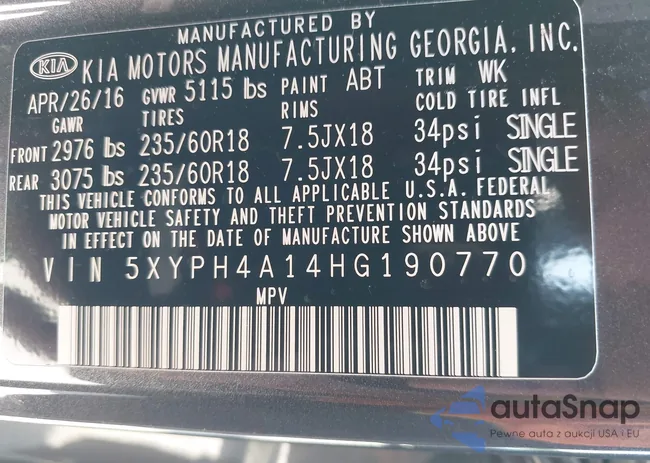 5XYPH4A14HG190770: 42501305