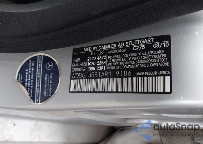 WDDGF8BB1AR119186: 42501406