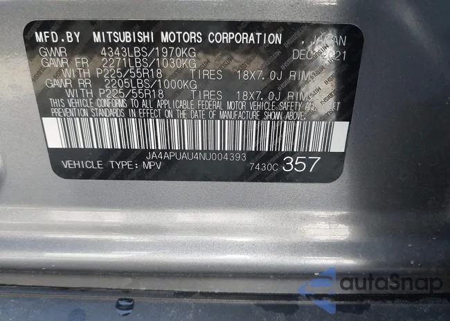 JA4APUAU4NU004393: 42501622