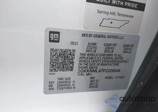 1GKKNML47PZ226644: 42502757