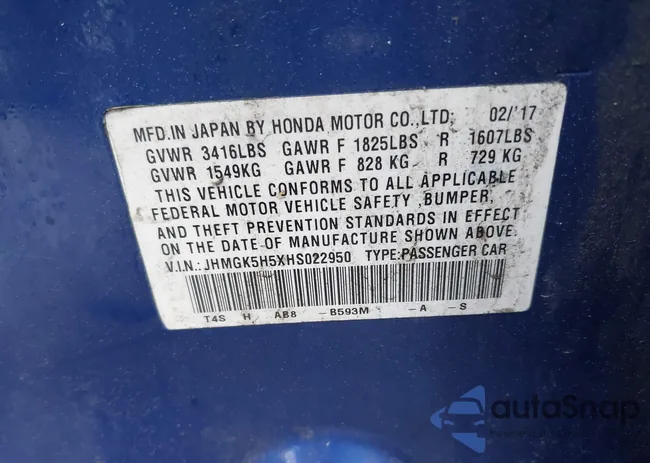 JHMGK5H5XHS022950: 42502908