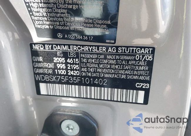 WDBSK75F35F101402: 42502925