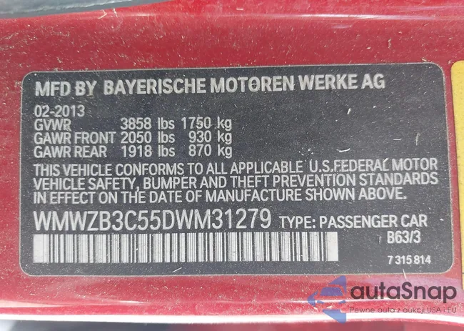 WMWZB3C55DWM31279: 42502934